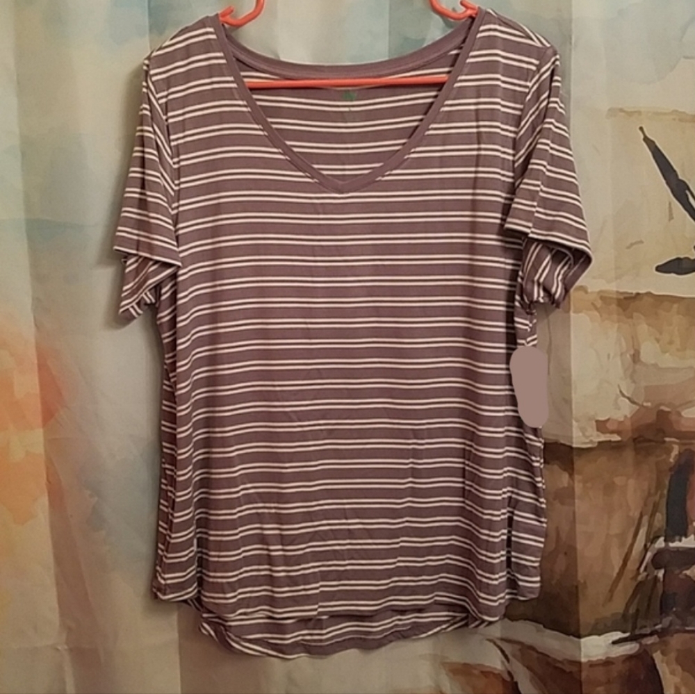 Dip Purple and White Striped Short Sleeve Tshirt